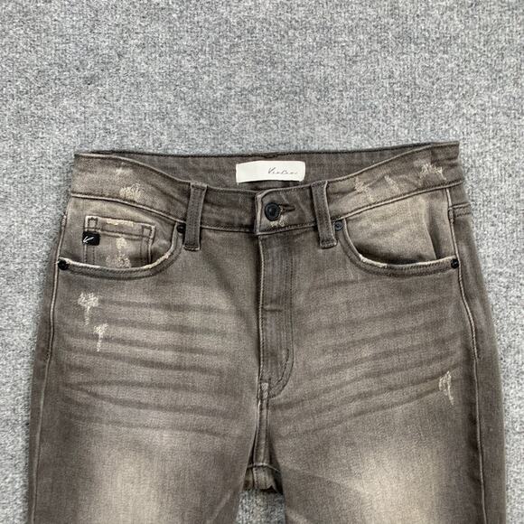 KanCan Jeans Womens 9/28 Gray Leo High Rise Ankle Skinny Distressed Raw Hem - Picture 4 of 12